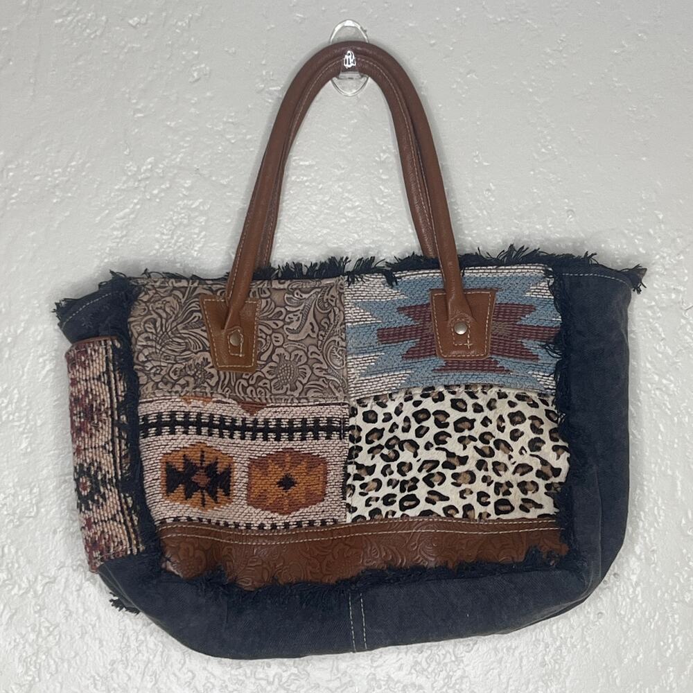 Myra Telluride Tote Southwestern Aztec Animal Print Canvas Bag